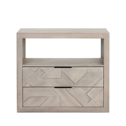 Lisboa Nightstand Light Grey Mango Wood Ample Storage