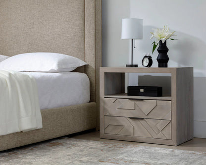 Lisboa Nightstand Light Grey Mango Wood Ample Storage