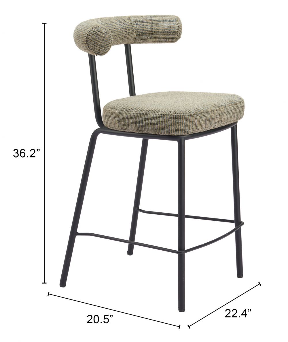 Kede Steel Green Tweed Counter Stool