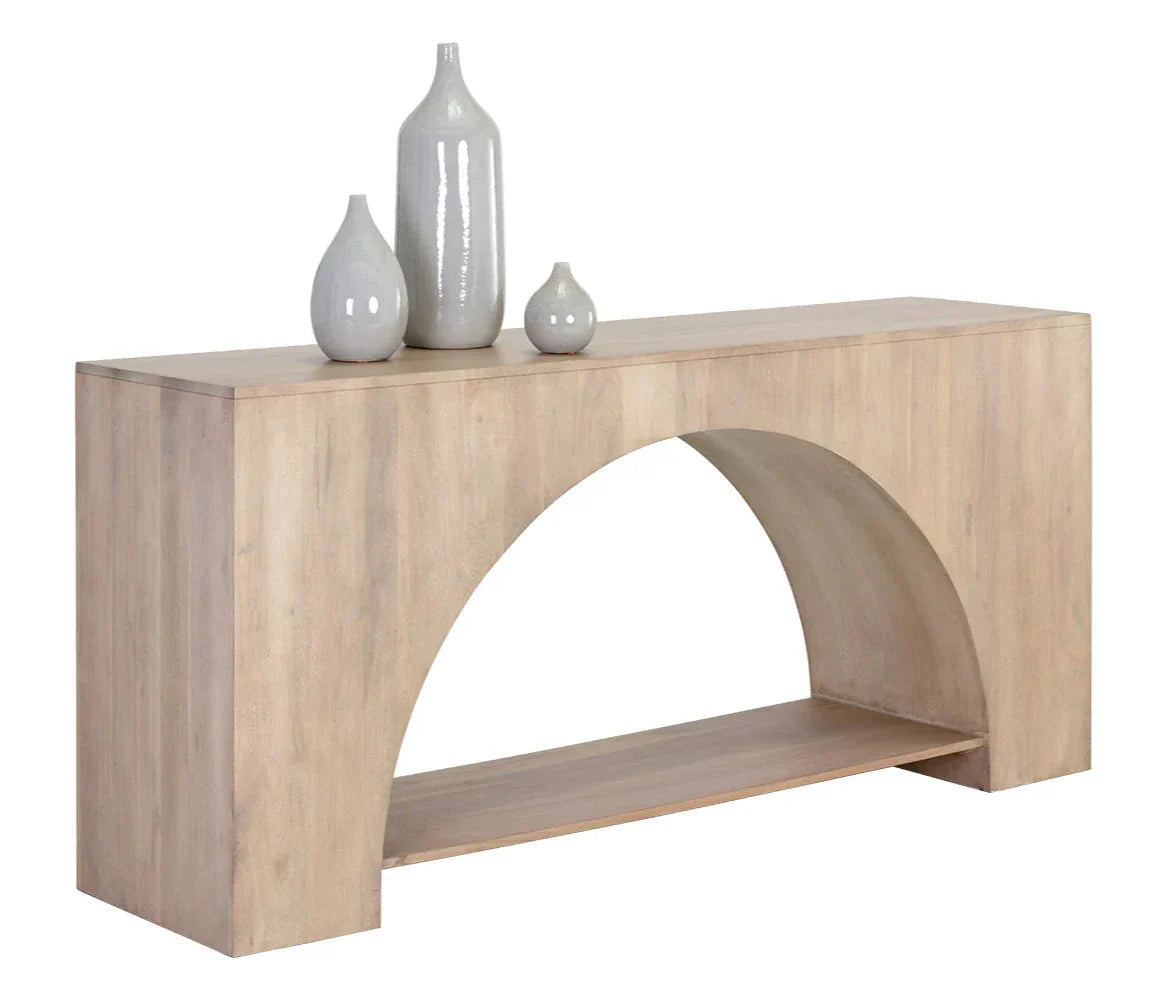 SUNPAN Salma Console Table SolidWood Whitewash
