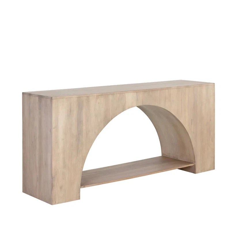 Salma Console Table Modern Solid Acacia Wood Whitewash Finish