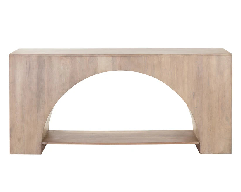 Salma Console Table Modern Solid Acacia Wood Whitewash Finish