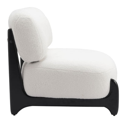 Bombo Wood White Armless Accent Chair