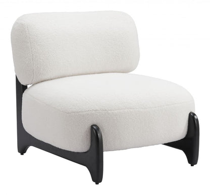 Bombo Wood White Armless Accent Chair