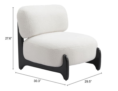 Bombo Wood White Armless Accent Chair