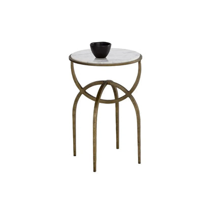 SUNPAN Alicent Marble Top Round End Table