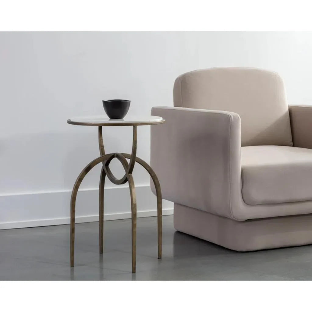 SUNPAN Alicent Marble Top Round End Table