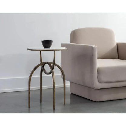 SUNPAN Alicent Marble Top Round End Table