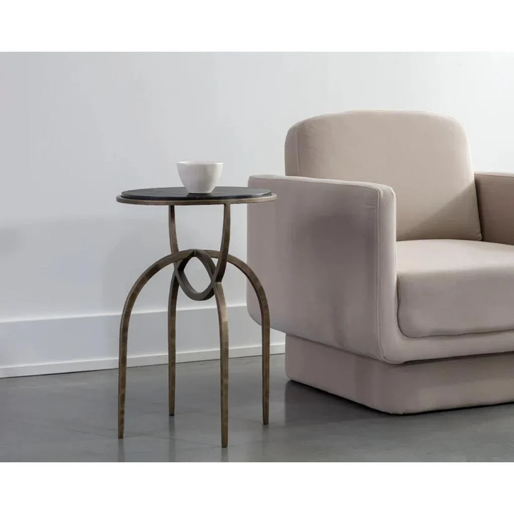 SUNPAN Alicent Marble Top Round End Table