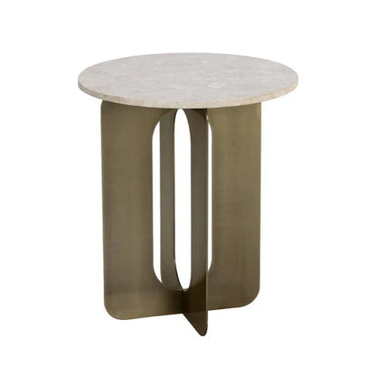 Orlo White Marble Topped Round End Table