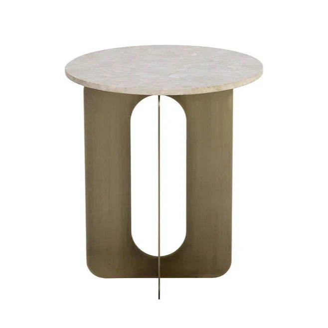 Orlo White Marble Topped Round End Table