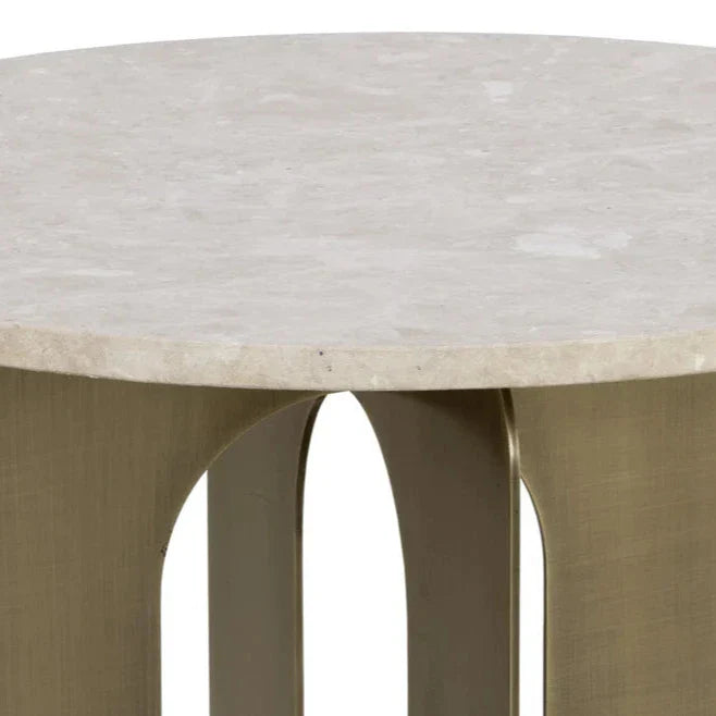 Orlo White Marble Topped Round End Table