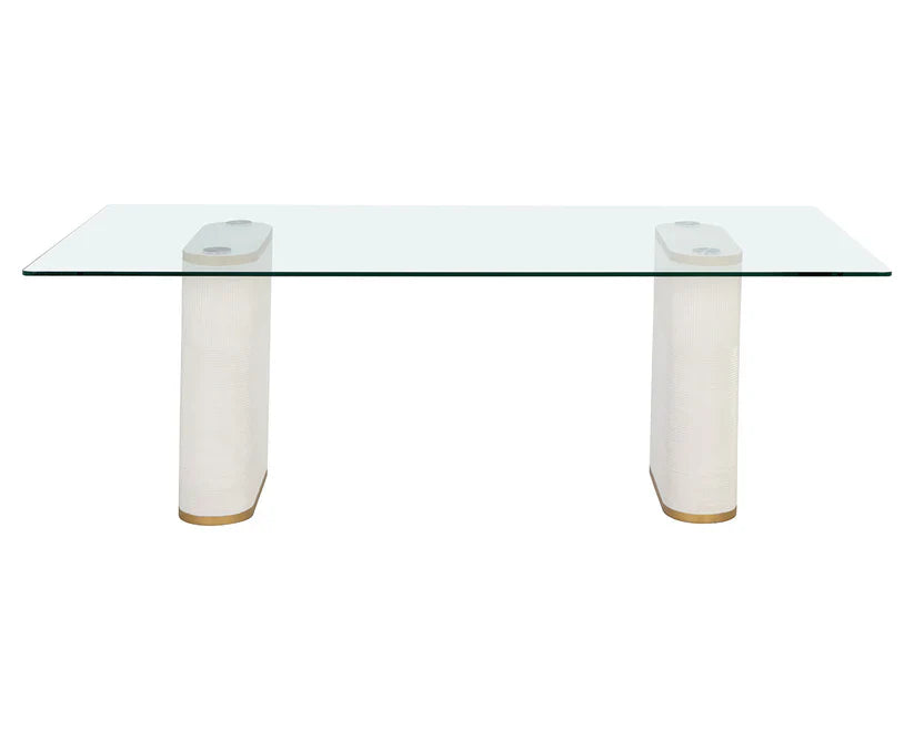 Aemond Dining Table 86.5" Elegant Glass Concrete Base