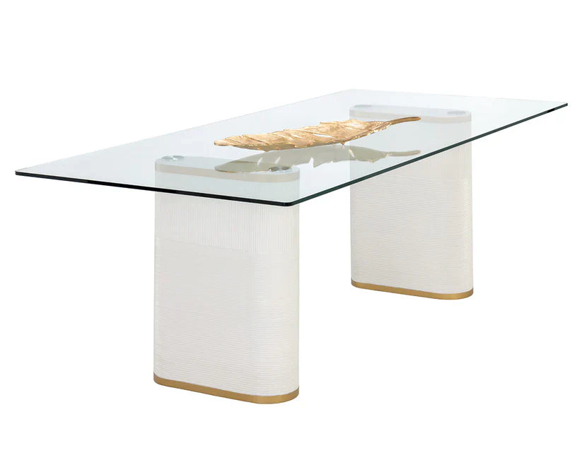 Aemond Dining Table 86.5" Elegant Glass Concrete Base