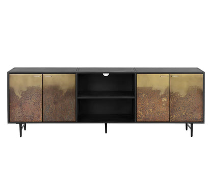 Auburn Media Console And Cabinet With Patina Finish