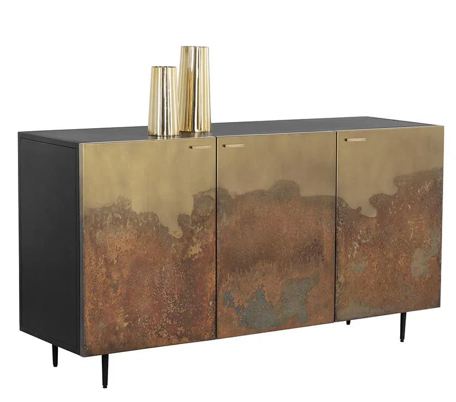 SUNPAN Auburn Sideboard Antique Brass Ombre Patina Fronts