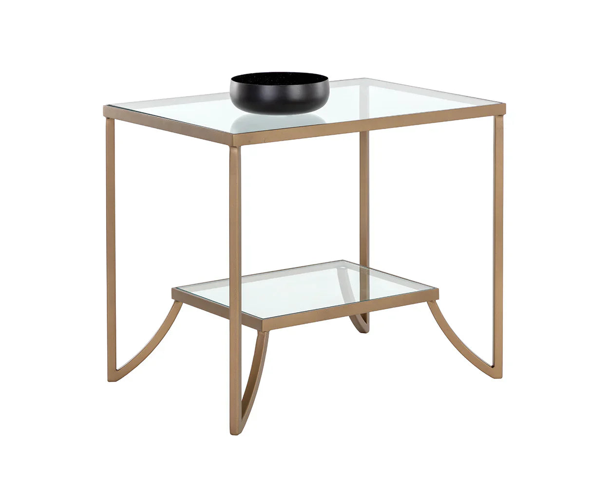 Kessler Side Table Minimalist Glass And Gold Design