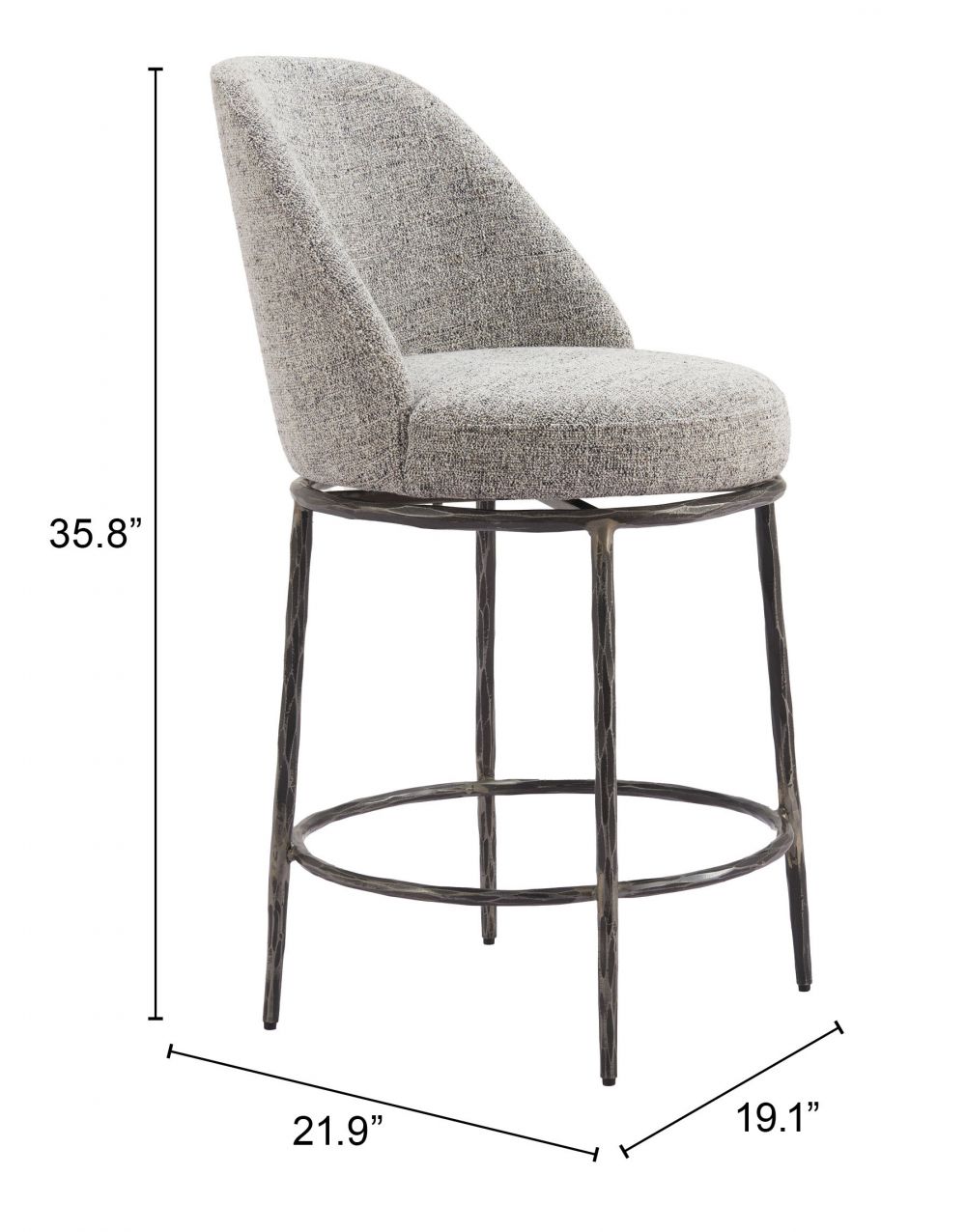 Nordhavn Steel Gray Swivel Counter Stool