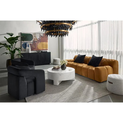 Mitchell Leather Upholstered Round Ottoman