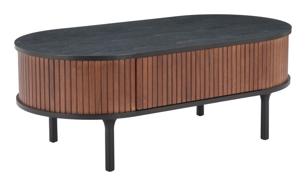 Koriana Wood Black and Walnut Oval Coffee Table