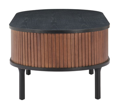 Koriana Wood Black and Walnut Oval Coffee Table