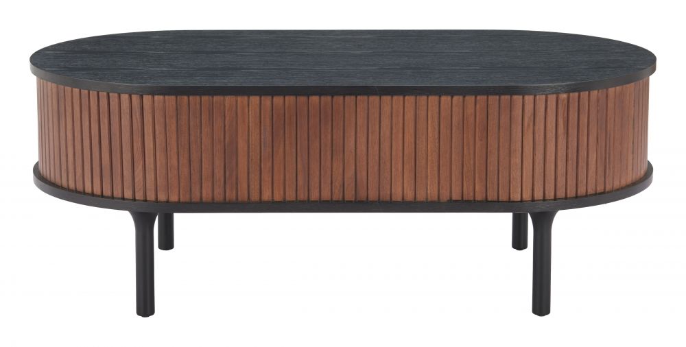 Koriana Wood Black and Walnut Oval Coffee Table