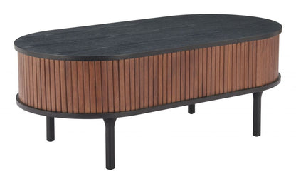 Koriana Wood Black and Walnut Oval Coffee Table