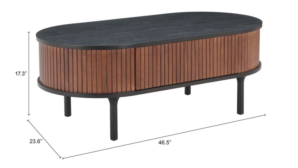 Koriana Wood Black and Walnut Oval Coffee Table