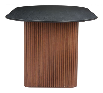 Lassig Wood Black and Walnut Oval Dining Table