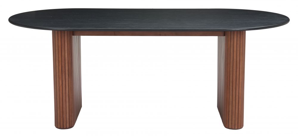 Lassig Wood Black and Walnut Oval Dining Table