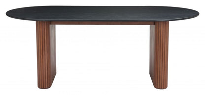 Lassig Wood Black and Walnut Oval Dining Table