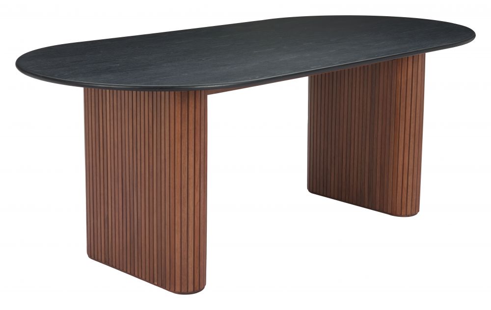 Lassig Wood Black and Walnut Oval Dining Table