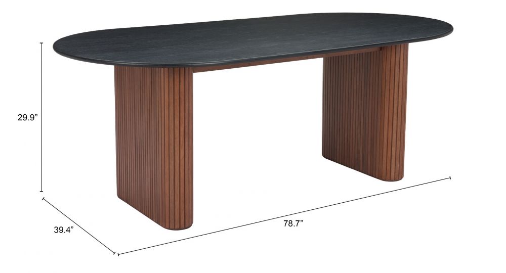 Lassig Wood Black and Walnut Oval Dining Table