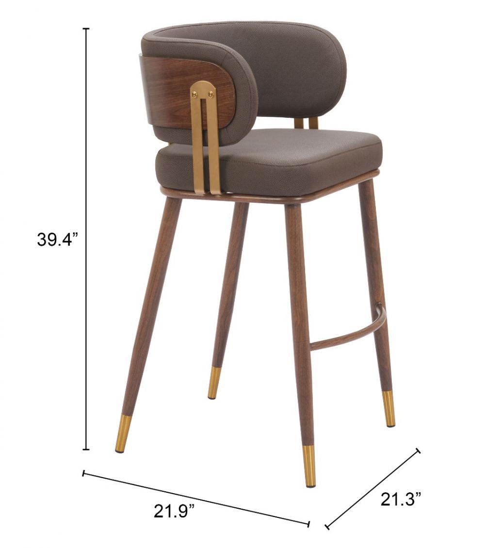 Brew Wood and Steel Brown Barstool (Set of 2)