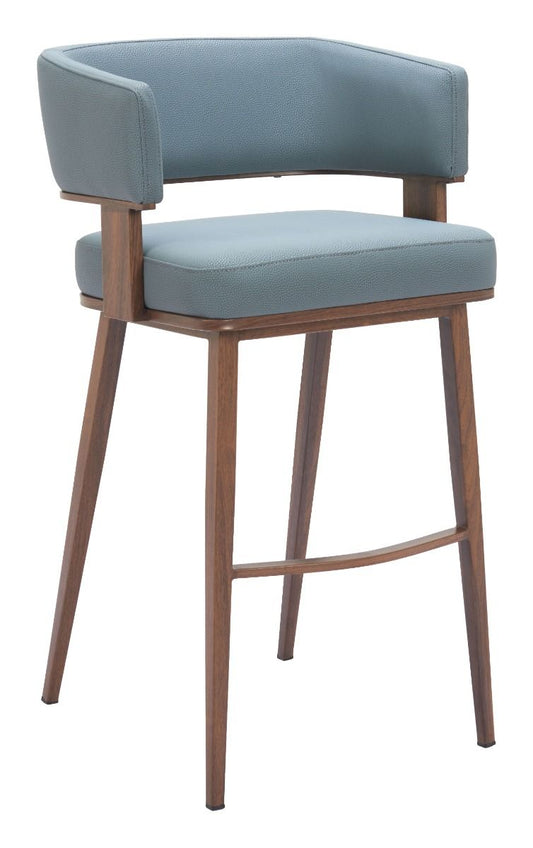 Poise Wood and Steel Blue Barstool (Set of 2)