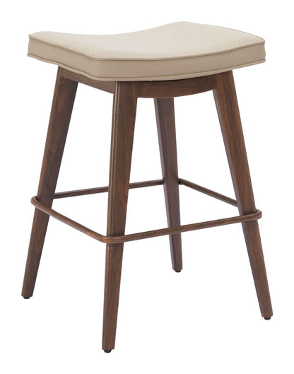 Divat Wood and Steel Beige Counter Stool (Set of 2)