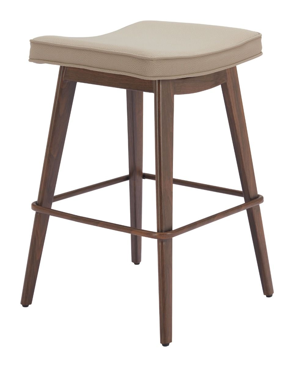 Divat Wood and Steel Beige Counter Stool (Set of 2)