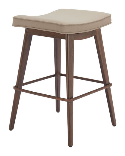 Divat Wood and Steel Beige Counter Stool (Set of 2)