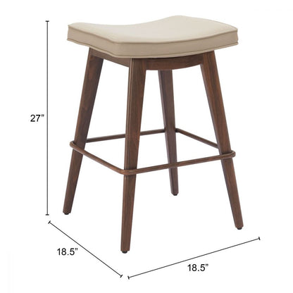 Divat Wood and Steel Beige Counter Stool (Set of 2)