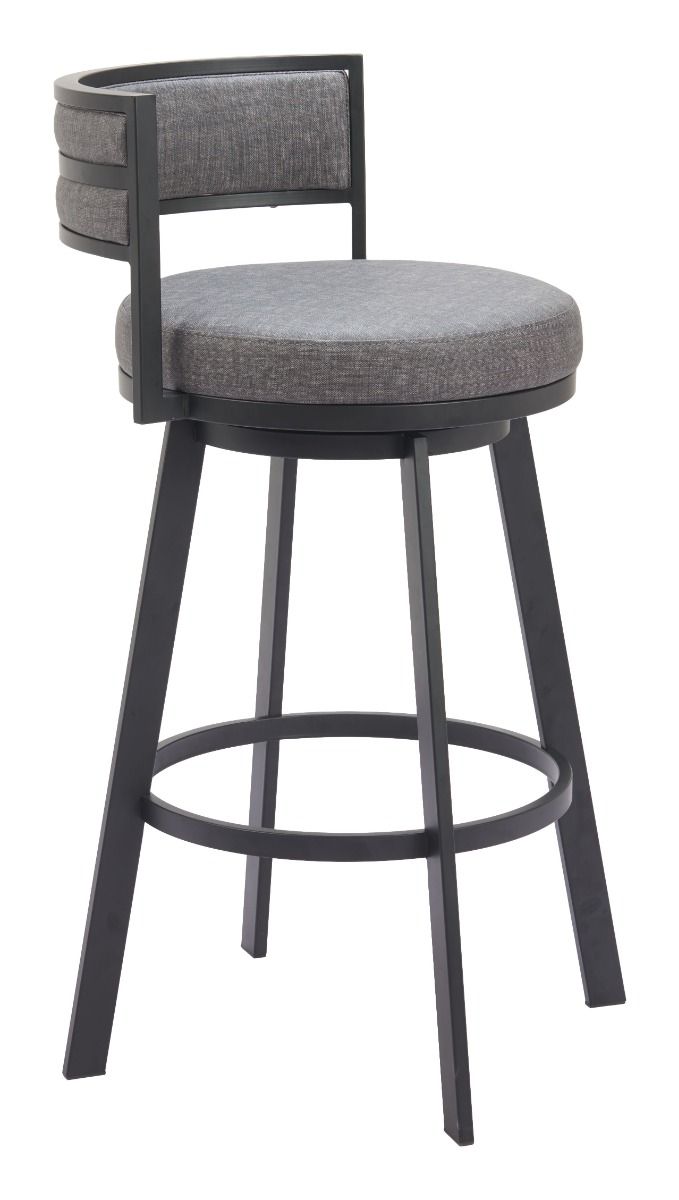 Gimsby Wood and Steel Grey Swivel Barstool