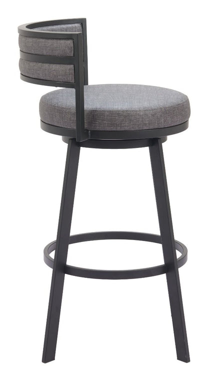 Gimsby Wood and Steel Grey Swivel Barstool