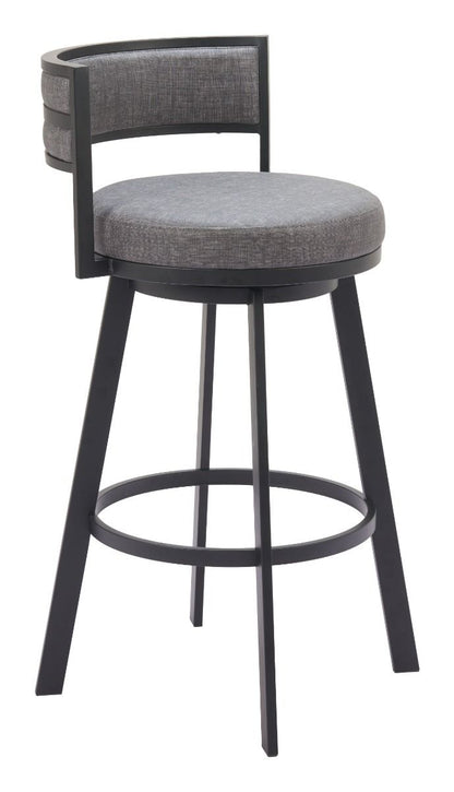 Gimsby Wood and Steel Grey Swivel Barstool