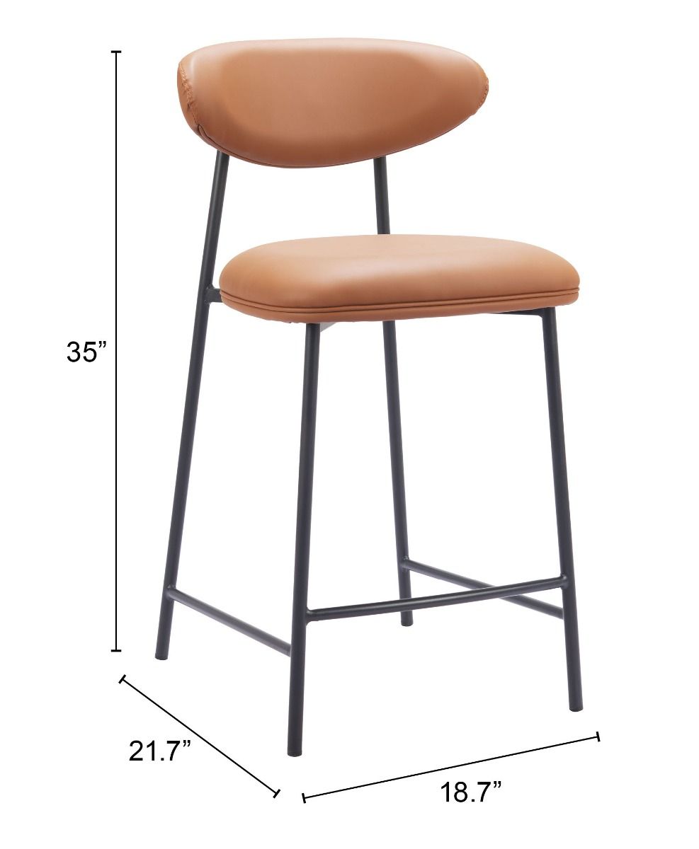 Rorun Wood and Steel Brown Counter Stool (Set of 2)