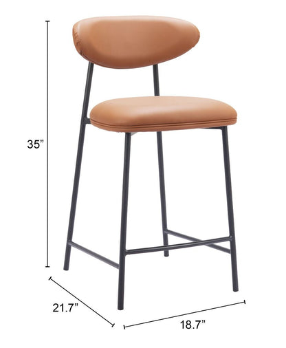 Rorun Wood and Steel Brown Counter Stool (Set of 2)