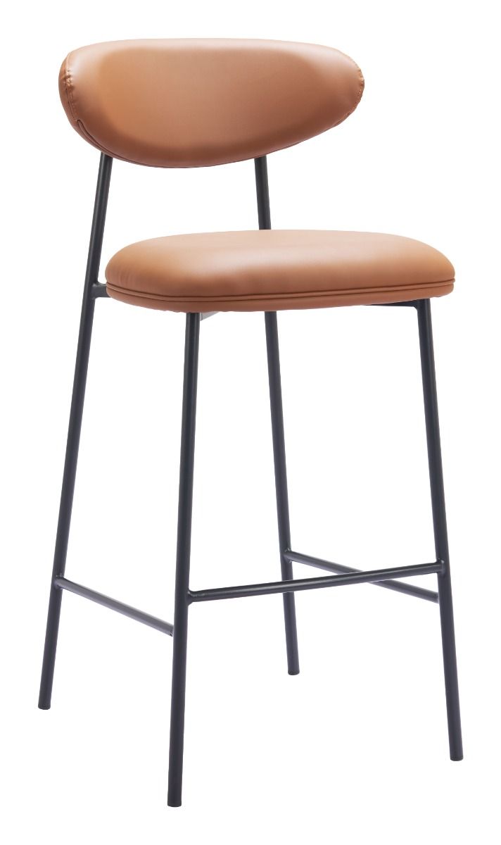 Rorun Wood and Steel Brown Barstool (Set of 2)