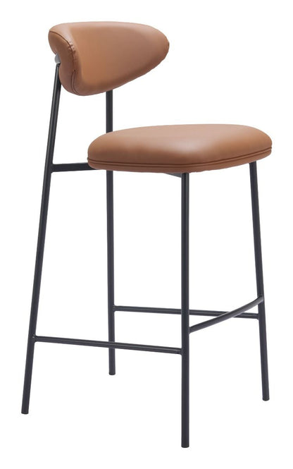 Rorun Wood and Steel Brown Barstool (Set of 2)