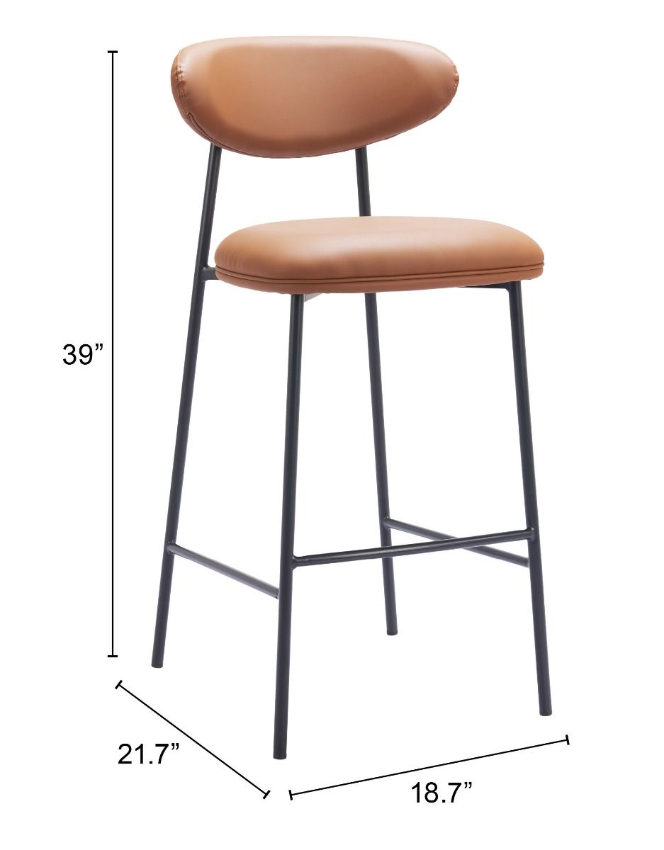 Rorun Wood and Steel Brown Barstool (Set of 2)