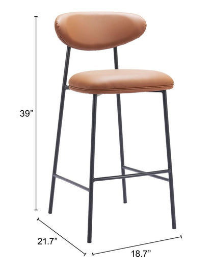 Rorun Wood and Steel Brown Barstool (Set of 2)