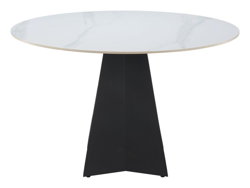 Izar Stone and Steel White Round Dining Table