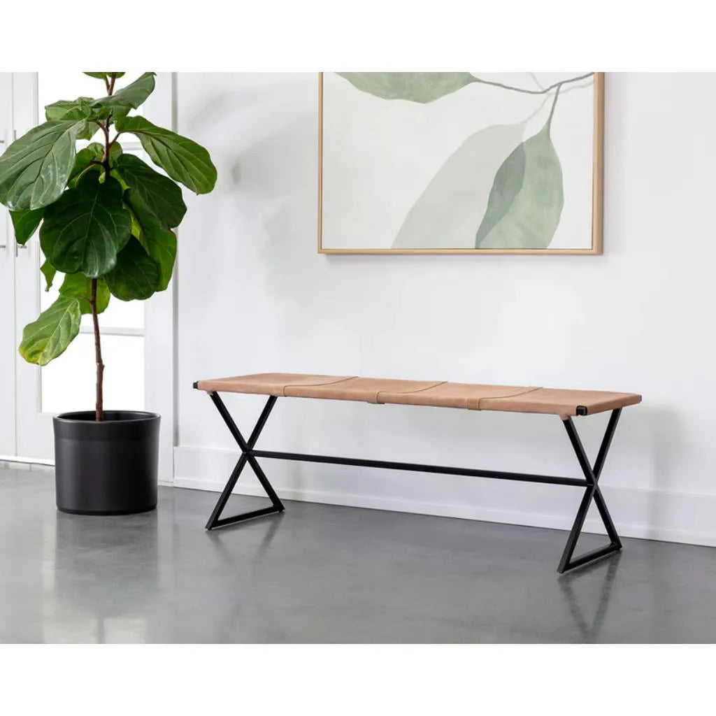 Elon Stylish Leather Upholstered Backless Bench